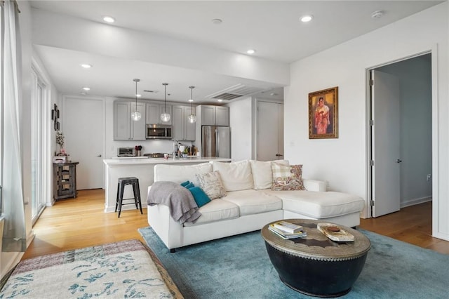 living room featuring light hardwood / wood-style floors