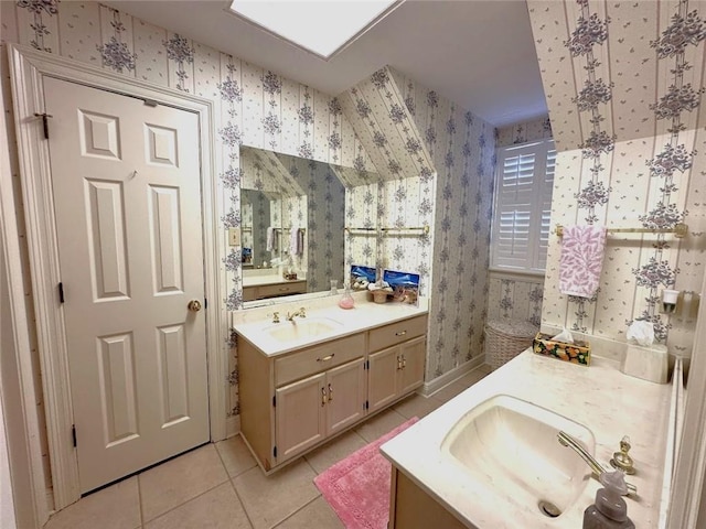 bathroom featuring vanity and tile patterned floors