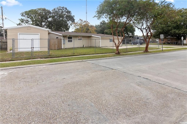 view of yard featuring a garage