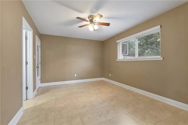 unfurnished room featuring ceiling fan