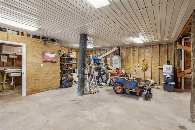 garage featuring a sink