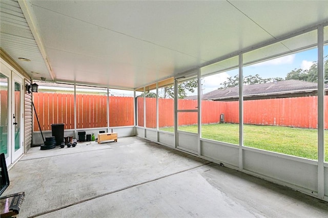 view of unfurnished sunroom