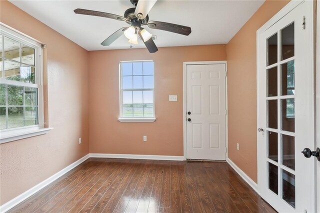 700 Vans Ln, Destrehan, LA 70047 - empty room with baseboards, ceiling fan, and hardwood / wood-style flooring