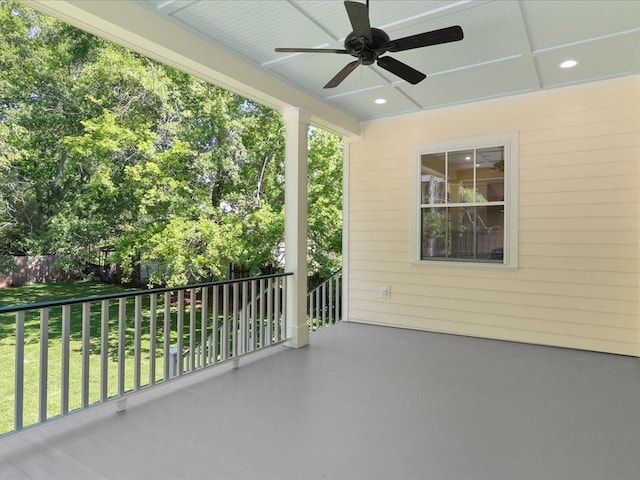 view of patio / terrace with ceiling fan