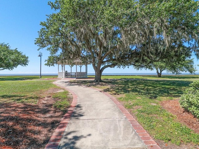 view of property's community featuring a lawn