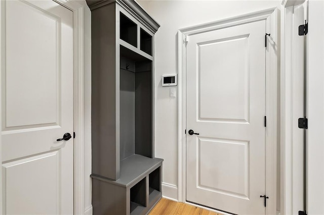 mudroom featuring light wood-type flooring