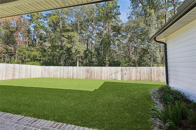 view of yard featuring a fenced backyard