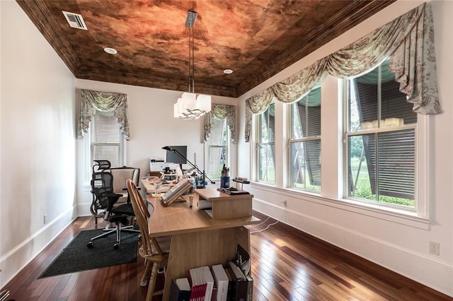 office featuring dark wood-type flooring