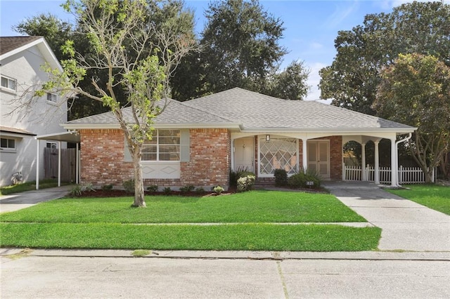 view of front of home featuring a front yard