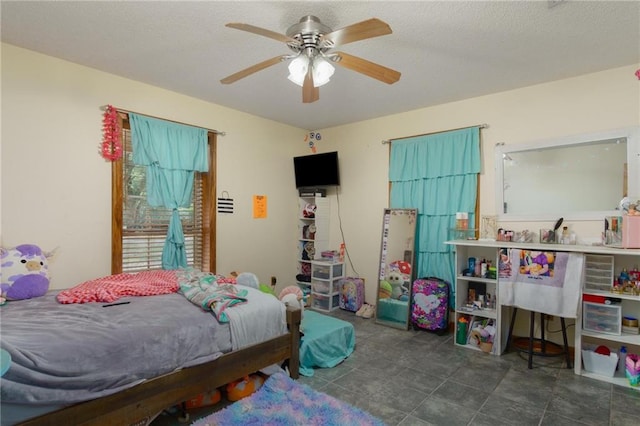 bedroom featuring ceiling fan