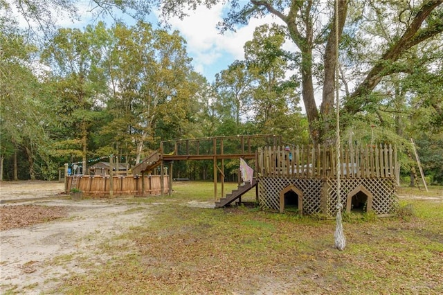 view of play area featuring a deck