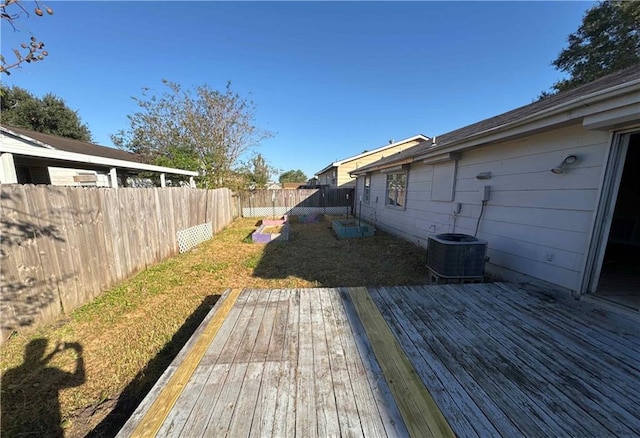 wooden deck with central AC