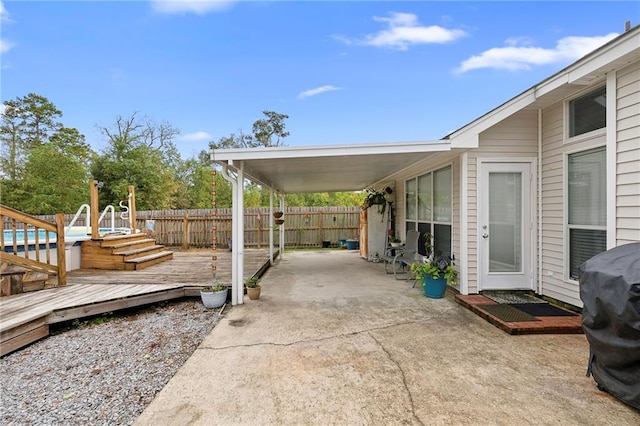 view of patio featuring a wooden deck