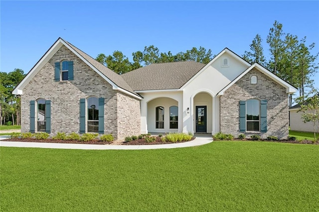 view of front facade featuring a front yard