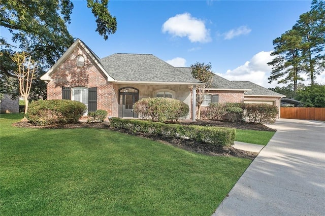 view of front of property with a front lawn