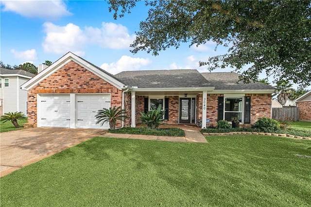 view of front of home featuring a garage and a front yard