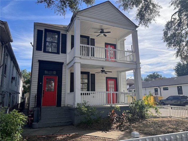 3633 Franklin Ave, New Orleans, LA 70122 - view of front of property with ceiling fan, covered porch, and a balcony