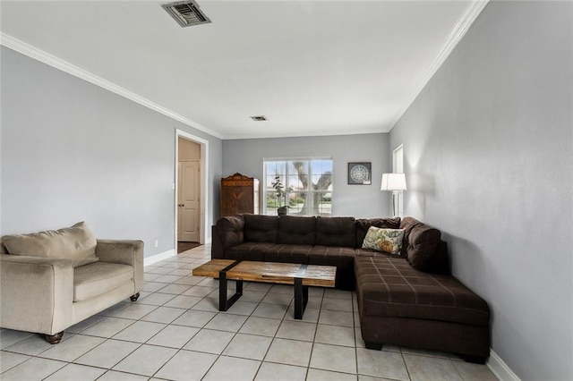 living room featuring ornamental molding