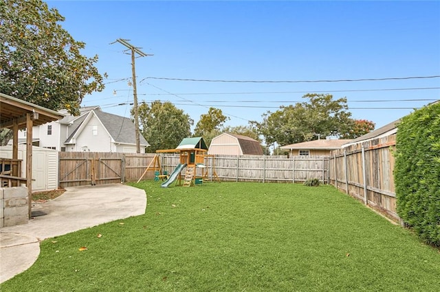 view of yard with a playground