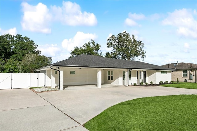 ranch-style house with a front yard