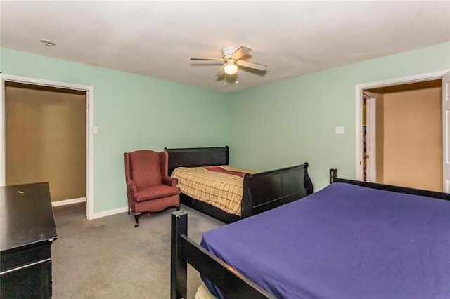 bedroom with carpet floors and ceiling fan