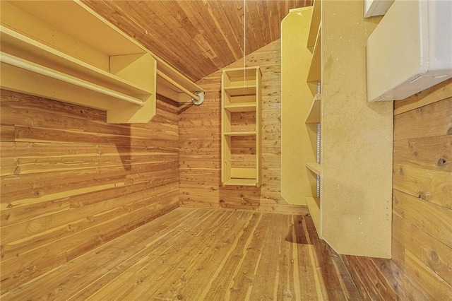 spacious closet with lofted ceiling and hardwood / wood-style flooring