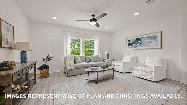 24279 Gadwall Ave, Ponchatoula, LA 70454 - living room with wood finished floors, ceiling fan, baseboards, and recessed lighting