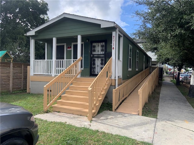 view of front of home featuring covered porch