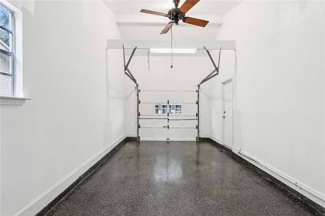 garage with ceiling fan