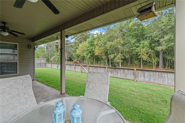 view of patio / terrace with ceiling fan