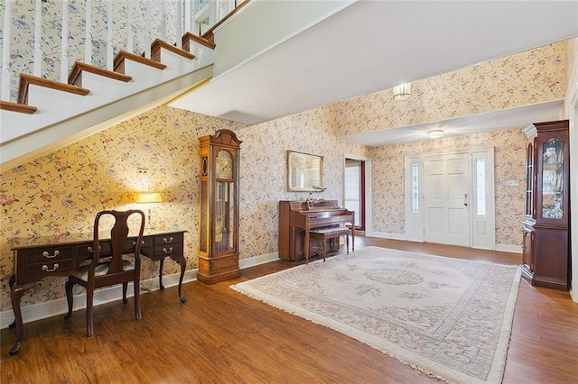 entrance foyer with dark hardwood / wood-style flooring