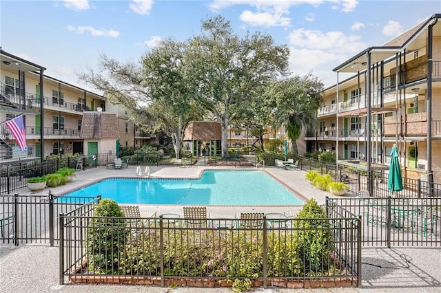 view of pool featuring a gazebo and a patio area