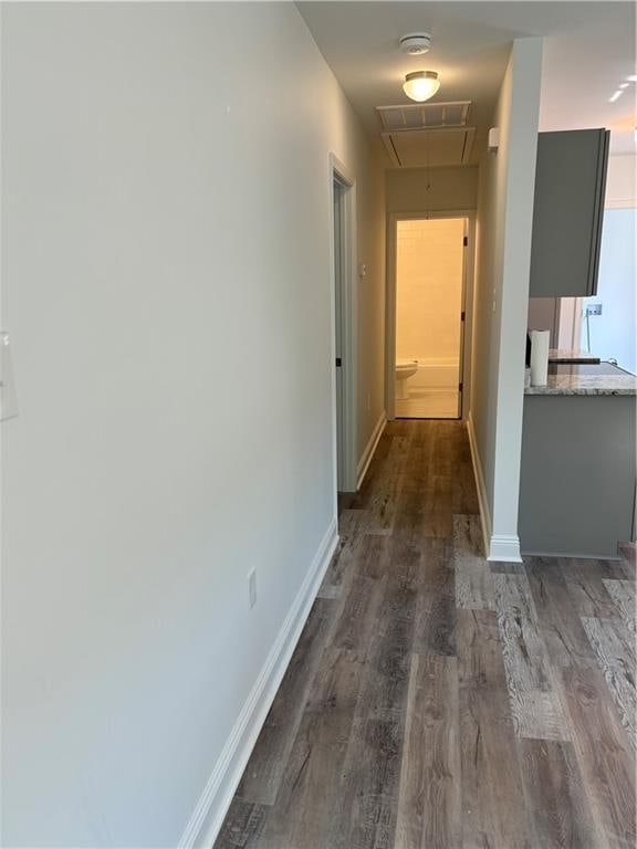 hall featuring dark hardwood / wood-style floors