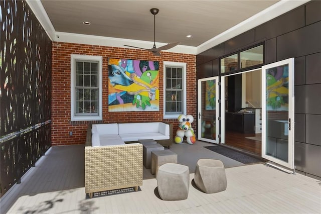 view of patio / terrace featuring outdoor lounge area and ceiling fan