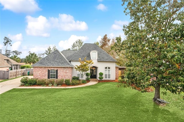 french country home with a front yard