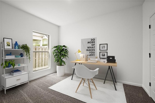 view of carpeted home office