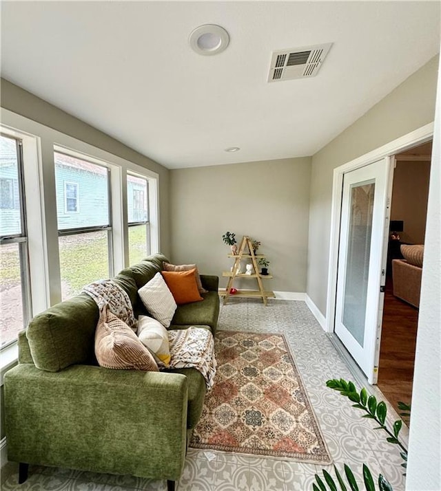 living room featuring french doors