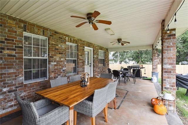 view of patio / terrace with ceiling fan