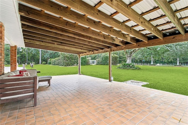 view of patio / terrace featuring fence