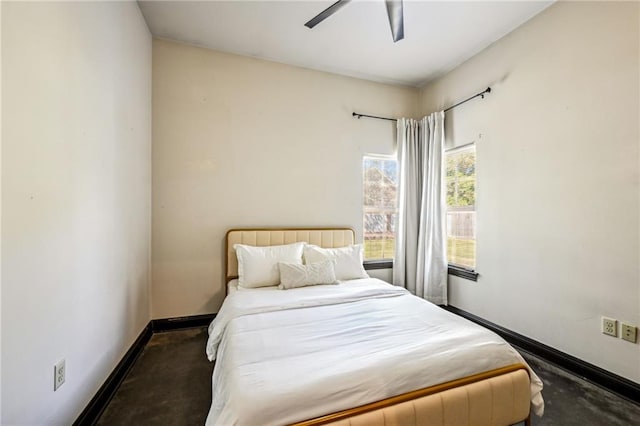 bedroom featuring ceiling fan