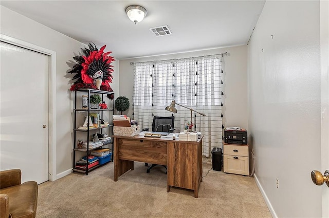 view of carpeted office space