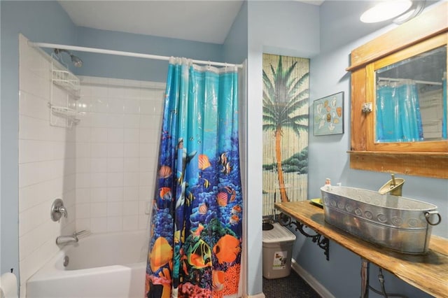 bathroom featuring shower / bath combination with curtain