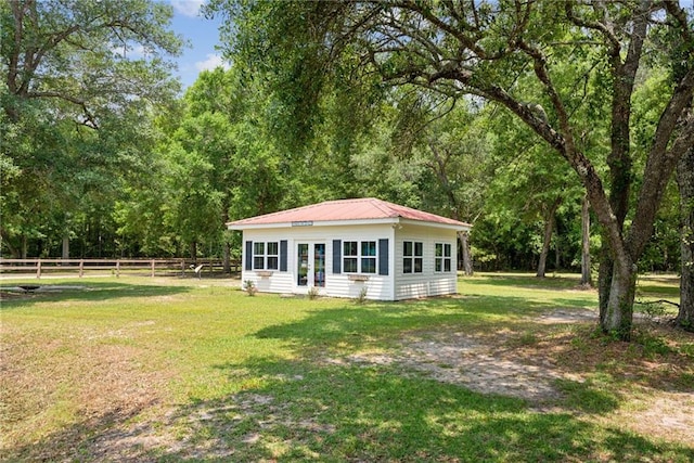 exterior space with a front lawn