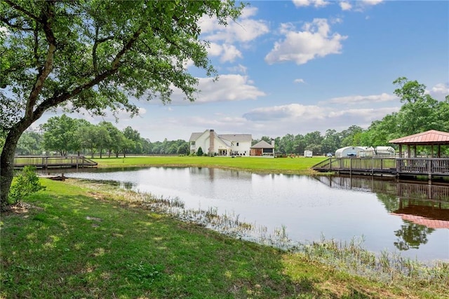 water view featuring a gazebo