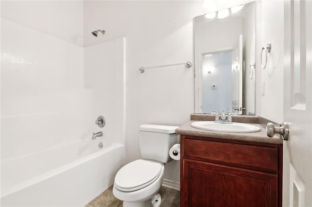 full bathroom featuring toilet, vanity, and shower / bath combination