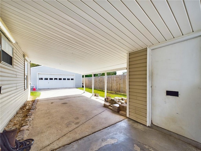 view of garage