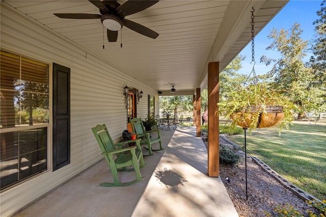 view of patio / terrace featuring ceiling fan