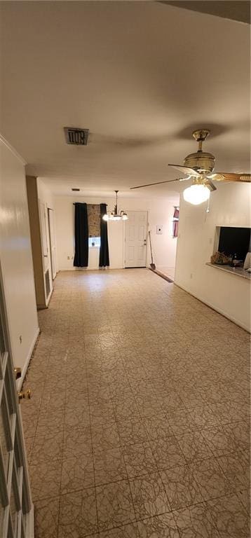 empty room with carpet flooring and ceiling fan