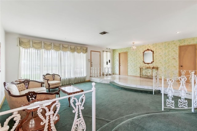 living room with carpet flooring