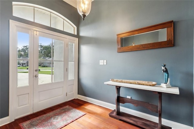 doorway featuring wood-type flooring